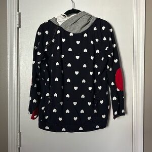 Navy blue hoodie with hearts